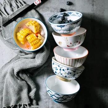 Japonské keramické ryža misy domácnosť potraviny malé miso polievka, rezance šalátovej mise tvorivé porcelánový riad dar box 5 ks
