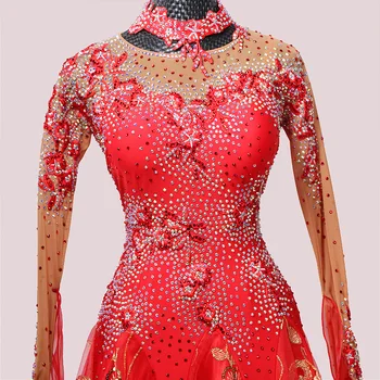 2020 Novinky sála šaty štandardné oblečenie pre spoločenský tanec spoločenský tanec súťaže červené šaty Valčík-MD616