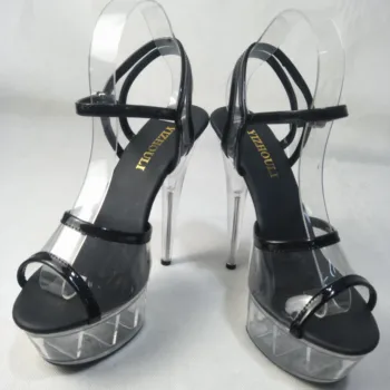 Veľkoobchod módne dámske topánky 15 cm ultra vysoké podpätky sandále 6 cm platforma crystal topánky jasné biele ohraničený svadobné Sandále