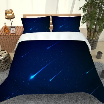Fotografie novej Morden modrá hviezda posteľná bielizeň nastaviť 3D posteľná bielizeň Nastaviť Vlastné jednoduché Dvojité Kráľovná Veľkosť