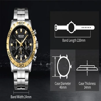 2020 Nové MEGIR Sledovať Mužov Quartz Chronograf Business Pánske Hodinky Top Značky Luxusné Nepremokavé Náramkové Hodinky Reloj Hombre Prúd