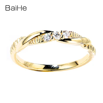 BAIHE Pevné 14K Biele/Žlté/Rose Gold 0.08 ct H/SI Kole Prírodné Diamanty, Svadobné Trendy, Jemné Šperky Krásny diamantový Prsteň