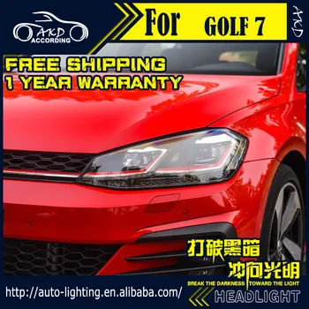 AKD Auto Styling Vedúci svetlo na VW Golf 7 Svetlomety Golf7 upgrade Golf 7.5 LED Reflektor roky 2013-2017 DRL H7 D2H Hid Bi Xenon Lúč