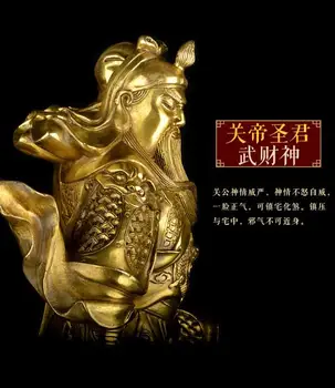45 CM veľké-HOME OBCHOD hala lobby Obchod účinným Talizman Peniaze Kreslenie boh bohatstva ZLATA Guan gong Guandi mosadz umenie sochárstvo