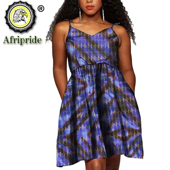 Africkej Tlače Šaty pre Ženy Mimo Rameno bez Rukávov tvaru Sexy Party Plus Veľkosť Šaty Ankara Oblečenie z Čistej Bavlny S2125052