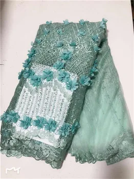 V roku 2019, vysokú kvalitu veľké korálky čipky textílie čipkou textílie s farebnými latinskej oblečenie čisté 3D Kvet ružová zelená