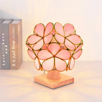 Drevo Kvety Tabuľka Svetlo Všetky Medi Tiffany Petal Stolná Lampa Nordic Spálňa Posteli Noc Svetlá, Svietidlá, Dekorácie Svetla