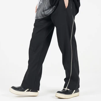 Harajuku Strane Zips Až Nastaviteľné Mens Sweatpants Japonský Streetwear Voľné Bežné Širokú Nohu Nohavice pre Ženy Móda