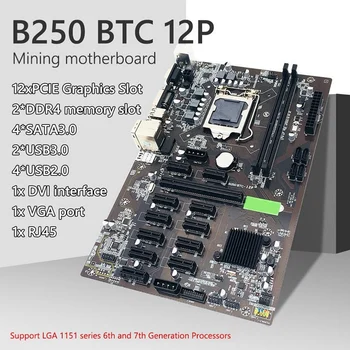 B250 BTC Ťažba Doske Auta LGA1151 PCI-E X16 s DDR4 Chladiaci Ventilátor+SATA 15 kolí k 6Pin Kábel Napájania+RJ45 Sieťový Kábel