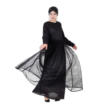 Na blízkom Východe Moslimské Oblečenie Jednoduché Šaty Tylu Polka Bod Šaty Ležérne Módne Kúzlo Ženy je Dôležité Šaty