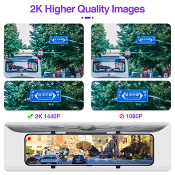 E-ACE 2K Auto Dash Fotoaparát Streaming Media DVR Zrkadlo 11.28 Palcový Dotykový Jazdy Záznamník Nočné Videnie Dashcam GPS 1080P Zadná Kamera