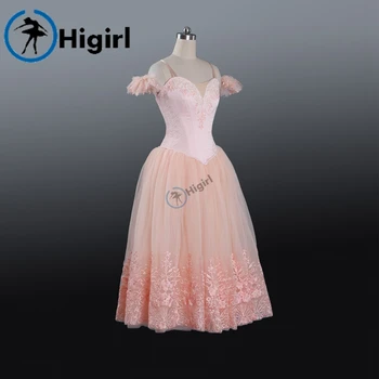 Dievčatá svetlo ružové romantický balet šaty lyrický tanec šaty balerína šaty dievčatá balet kostýmy dlho tanečné šaty BT9089