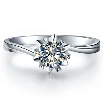 Snow Flake Štýl Reálne 0.5 CT Moissanite Diamantový Zásnubný Prsteň Čisté Pevné 14K Bieleho Zlata Vyhlásenie Svadobné Šperky Pre svadobné