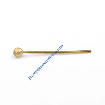 Šperky Čo zistenia Surové mosadze, Guľa Kolíky Loptu pin s korálkami 0.5*15 mm s 1,8 mm loptu doprava zadarmo