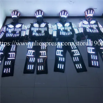 EL drôt ľahké oblečenie farebné led svietiace robot RGB svetlé oblečenie fáze výkonu tanečné nosiť party šaty oblečenie