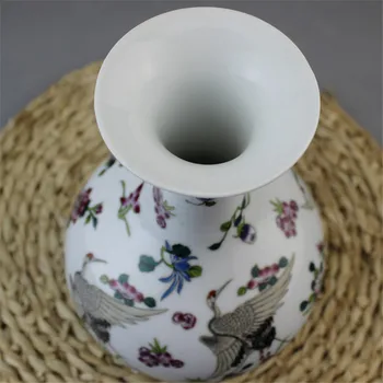 Čínske Staré Porcelánové Ozdoby Pastel Krakovaný Glazúra Žeriav Vzor Nočného Váza Váza
