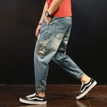 Džínsy mužov voľné rovno leto tenké otvor-lámanie pracovné odevy bežné príliv značky kórejská verzia trend Členok-dĺžka Nohavice