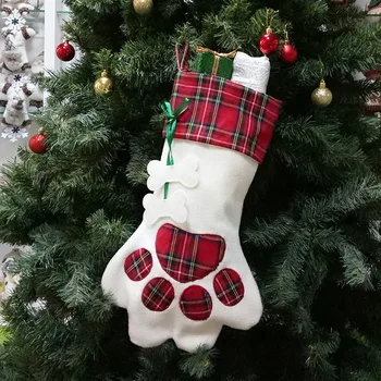 Vianočné Cukrovinky Taška Vianočné Ponožky, Darček Taška na Psa Packa Prívesok Vianočné Ozdoby Candy Bag Vianočné Dekorácie pre Domov