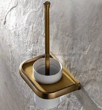 Antique Brass Wc Kefa Držiak na Stenu Kúpeľňa Príslušenstvo Hardvér Keramická Šálka s Čistením Brusher Nba176