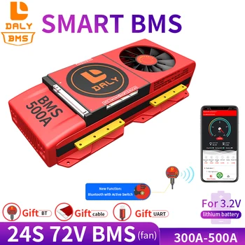 Smart BMS Daly Rada 3.2 V 24s Lifepo4 400ah Batérie EV BMS 72V 300A 400A 500A S Bluetooth UART RS485 MÔŽE A Ventilátor