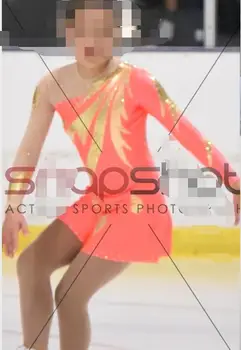 Ružová krasokorčuľovanie šaty dievčatá súťaže korčuľovanie šaty vlastné korčuľovanie oblečenie pre ženy, perlové doprava zadarmo