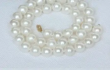 šľachtické ženy darček 17INCH SPONA OBROVSKÝ 10-11 mm biela kolo sladkovodné perly náhrdelník