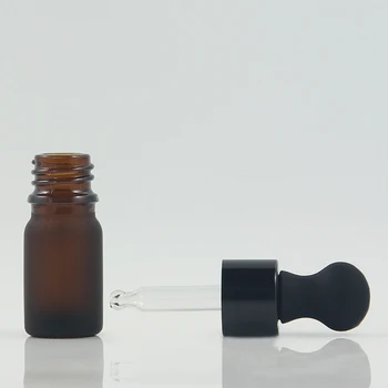 Malá veľkosť, 5ml amber mliečneho skla olivový olej s dávkovačom kvapkadla ampulky pre esenciálny olej balenie
