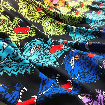 Nová farba hlava tigra vzor digitálna tlač polyester textílie pre šaty windbreaker nohavice ručné DIY vlastné oblečenie