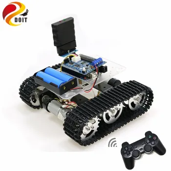 Mini T100 Rukoväť/Bluetooth/WiFi RC Ovládanie Robota Podvozku Tanku do Auta pre Arduino s UNO R3, 4 Cestných Motorových Vodič Doska, WiFi