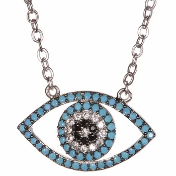 KIVN Šperky turecký Blue eye Cubic Zirconia Dámske Dievčatá Svadobné Svadobné Prívesok Náhrdelníky Narodeninám 6pcs Veľa Veľkoobchod