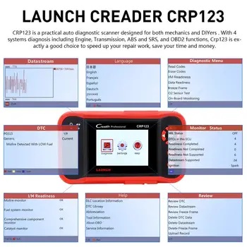 LAUNCH Creader CRP123 Obd2/Eobd Code Reader Skener Motora, ABS, SRS Auto Diagnostický Nástroj spustiť Crp123 Silný