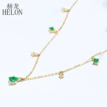 HELON Pevné 18K Žlté Zlato AU750 SI/H Prírodné Diamanty Náhrdelník s Príveskom, Moderné Klasický Zámok Reťazca Kúzlo Darček Šperky Náhrdelník