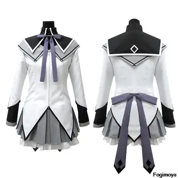 Anime Puella Magi Madoka Magica Akemi Homura Cosplay Kostým Oblečenie Prispôsobenie Kravatu Tričko Sukne Jednoduché Biele Zips Nastaviť