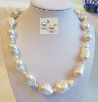 Skutočné 14-16 mm 4 mm Barokový sladkovodné perly náhrdelníky náušnice doprava zadarmo