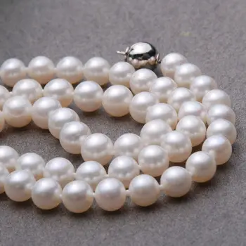 šľachtické ženy darček Šperky Spona 18-PALCOVÉ Prírodné Dúhové Očarujúce 9.5 mm-10 mm prírodné perlový náhrdelník 925