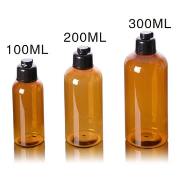 DHL 500Pcs/Veľa Clear/Jantárová Kozmetické Fľaše s Čierne Flip Top,luxusné kozmetické plastové PET fľaša 100 ml/200 ml/300 ml 10001758