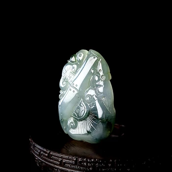 Prírodné Barmskej Ice Druhov Emerald Bambusu Muž High-End Náhrdelník Prívesok Žena Charms Príručka Socha Platovej Triede Jade Šperky