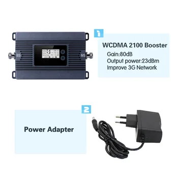 Walokcon 3G WCDMA 2100 Mobilný Telefón Signálu Repeater 80dB Získať 3G Celluar Booster UMTS v Pásme 1 3G Signálu Zosilňovač S LCD Displejom