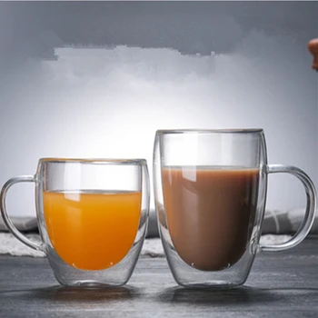 2 Ks Dvojité Steny Sklo Pohár Tepelne-odolné Čaj Šálku Kávy Ručné Tvorivé Pivo Hrnček na Čaj Sklo Whisky Sklenené Poháre Drinkware