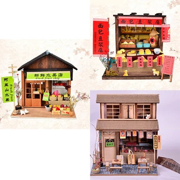 KUTILOV, Remeselníkov, Miniatúrne Projektu Drevené Bábiky Dom Antik Čínsky BBQ, Raňajky, Ovocie Shop Darček
