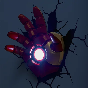 Acecorner Iron Man Tvár, Ruky 3D Kreatívne Nástenné Svietidlo LED Nočné Svetlo Marvel Avengers Spálne, Obývacia Izba Chlapcov Deti Vianočný Darček