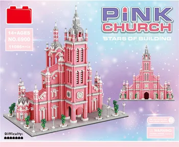 11000P+ svetoznámej Vietnam Internet Celebrity Architektúry DIY Diamond Budovy Karikatúry Bloky Ružová Cirkvi Tehla Deti Hračka Darček