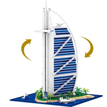 Mesto, Výhľad na Ulicu Čínskej Architektúry De La Tour Hotel Arábia Model Stanovuje Stavebné kamene, Tehly Zmontované DIY Narodeninám