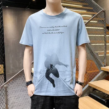 2021 nové pánske bavlnené tričko bežné priedušná krátky rukáv T-shirt kolo krku mládež tenké dno tričko pánskeho oblečenia