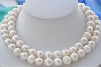 Očarujúce 12-13mm South sea Prírodná biela barokový perlový náhrdelník 35