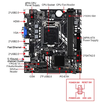 H61M LGA 1155 Doska set s procesorom Intel Core LGA 1155 I3-2120 CPU a 2 ks x 4 GB=8GB 1333MHz DDR3 Ploche Pamäti VGA
