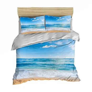 3D posteľná bielizeň nastaviť morských duvet set realisticky posteľná bielizeň sady obliečka na vankúš posteľ bytového textilu
