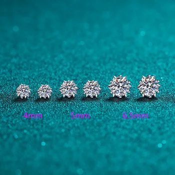 Reálne 925 sterling Silver 0.5/1ct Moissanite Náušnice Jemné Šperky Diamond Stud Náušnice S certifikát pre Ženy Darček