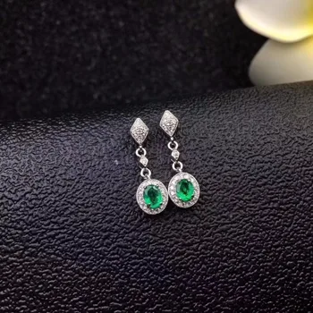 Uloveido Prírodné Emerald Stud Náušnice Ženy, 925 Sterling Silver Drahokam Šperky, Svadobné, 4*, 5 mm Velvet Box Certifikát FR153