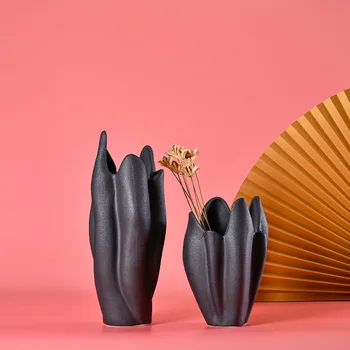 Nordic Tvorivé Nové Produkty Jednoduché Čierne Keramické Plavidlá, Vázy, Dekorácie Domov Ozdoby, Obývacej Izby, Spálne, Sušené Kvety Ornament